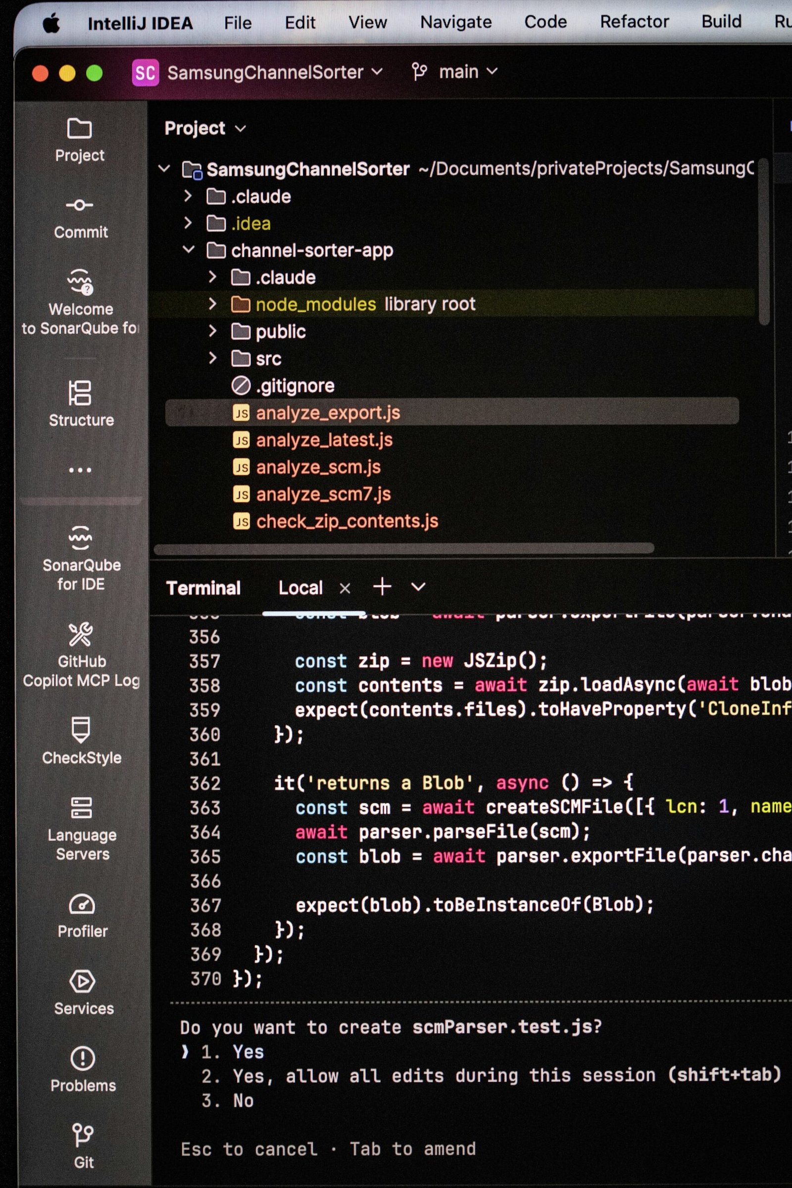Computer screen showing code and terminal output